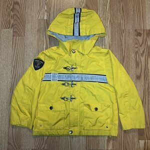 London Fog Boys Yellow Windbreaker Jacket, Raincoat Zip, Snap, Hook Size 10 kids
